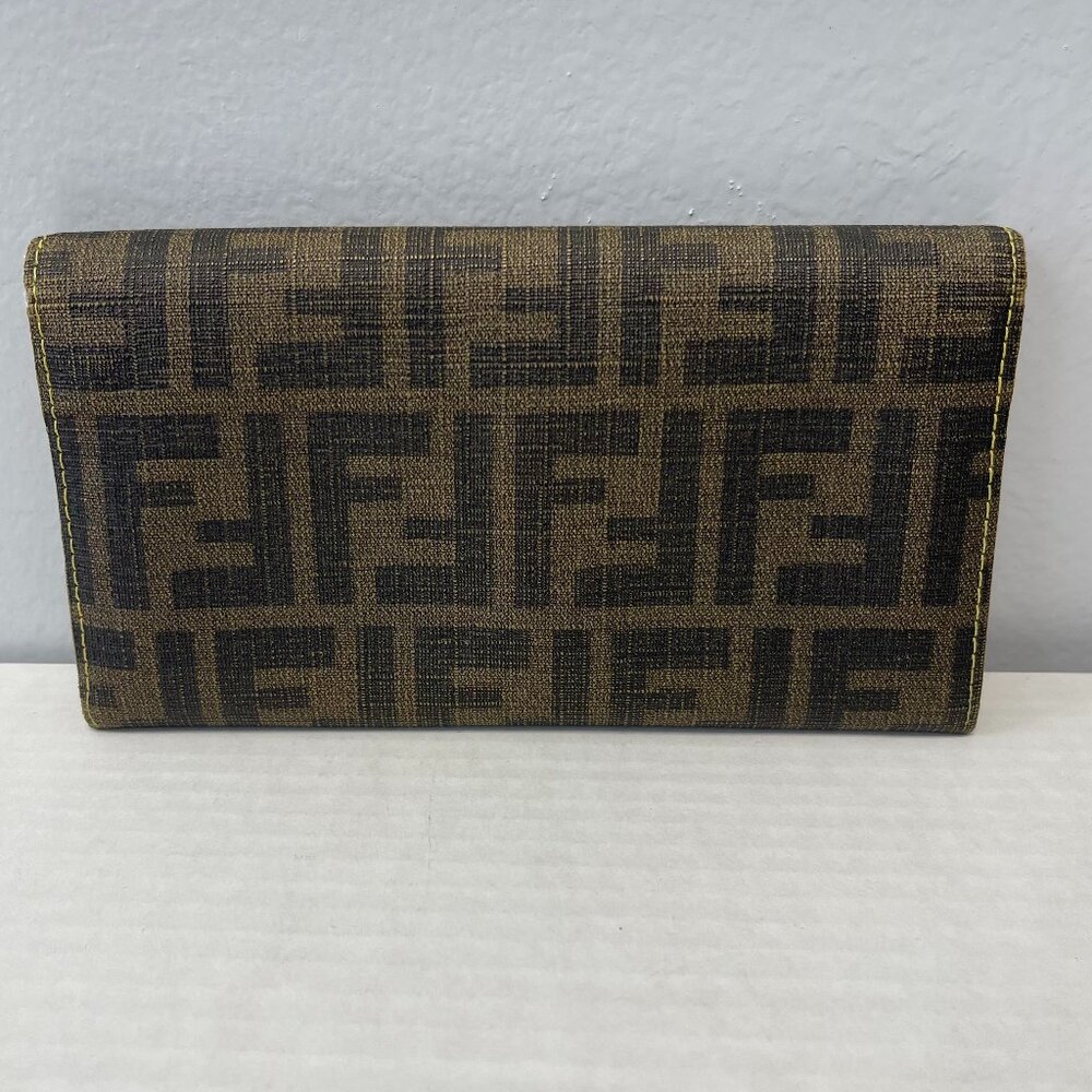 Fendi Tobacco/Yellow Zucca Coated Canvas & Leather Long Wallet - Preowned - Picture 2 of 15